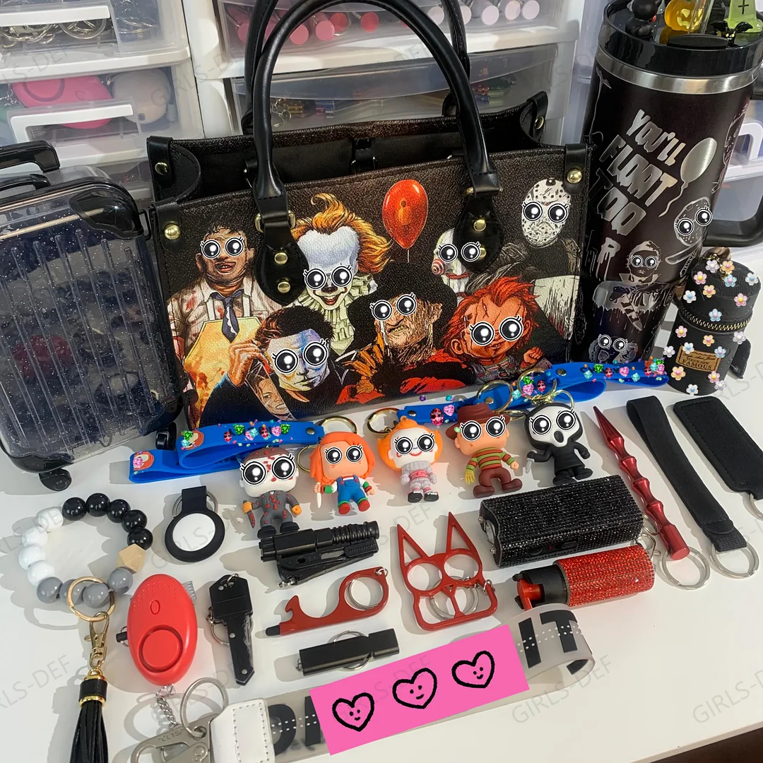 (NEW) Halloween Baddies Tote Bag self defense keychain and tumbler