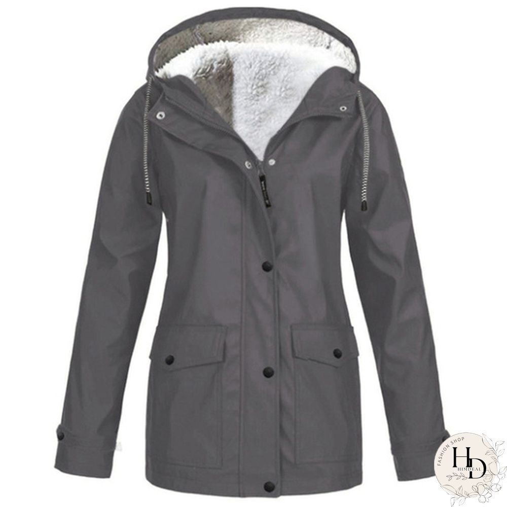 Womens Winter Coats-Solid Plush Thickening Jackets for Outdoor Hiking Plus Size Hooded