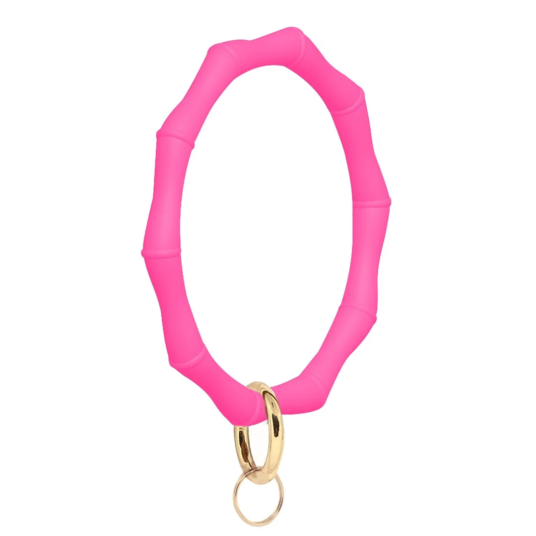 Dvacaman Hot Sale Big O Shaped Silicone Loop Wrist Key Ring Keychain with Gold O Clasp Round Key Wrist Strap Accessory Wholesale