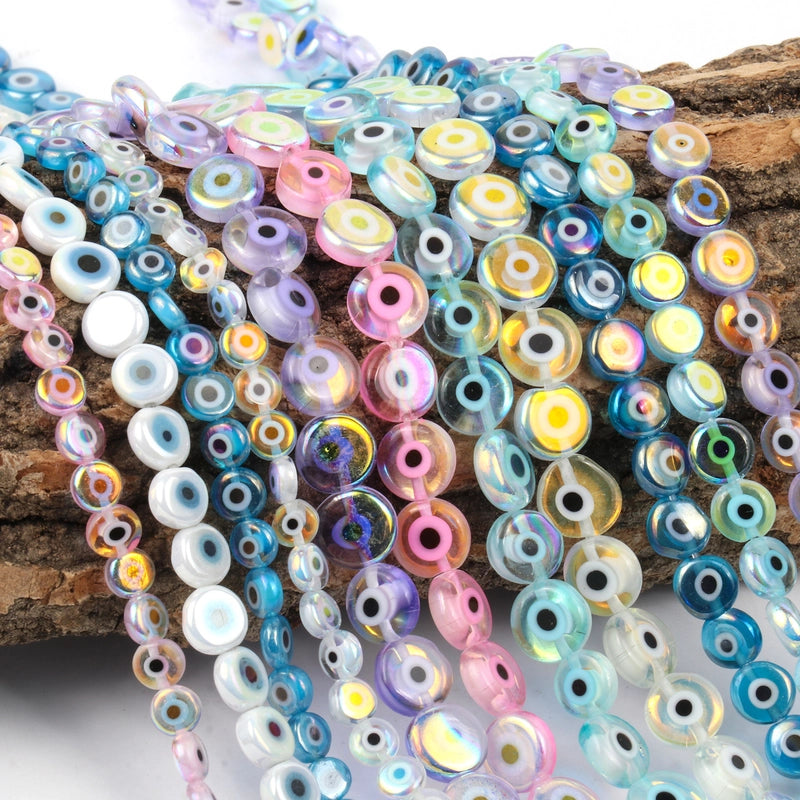 New 6/8/10mm Multi-Color Flat Devil Eye DIY Bracelet Accessories Semi-Finished Products In Stock Mixed Batch