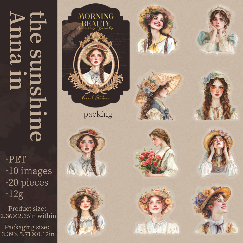 PET Sticker - Morning Beauty Series Vintage Character Flower Landscape 