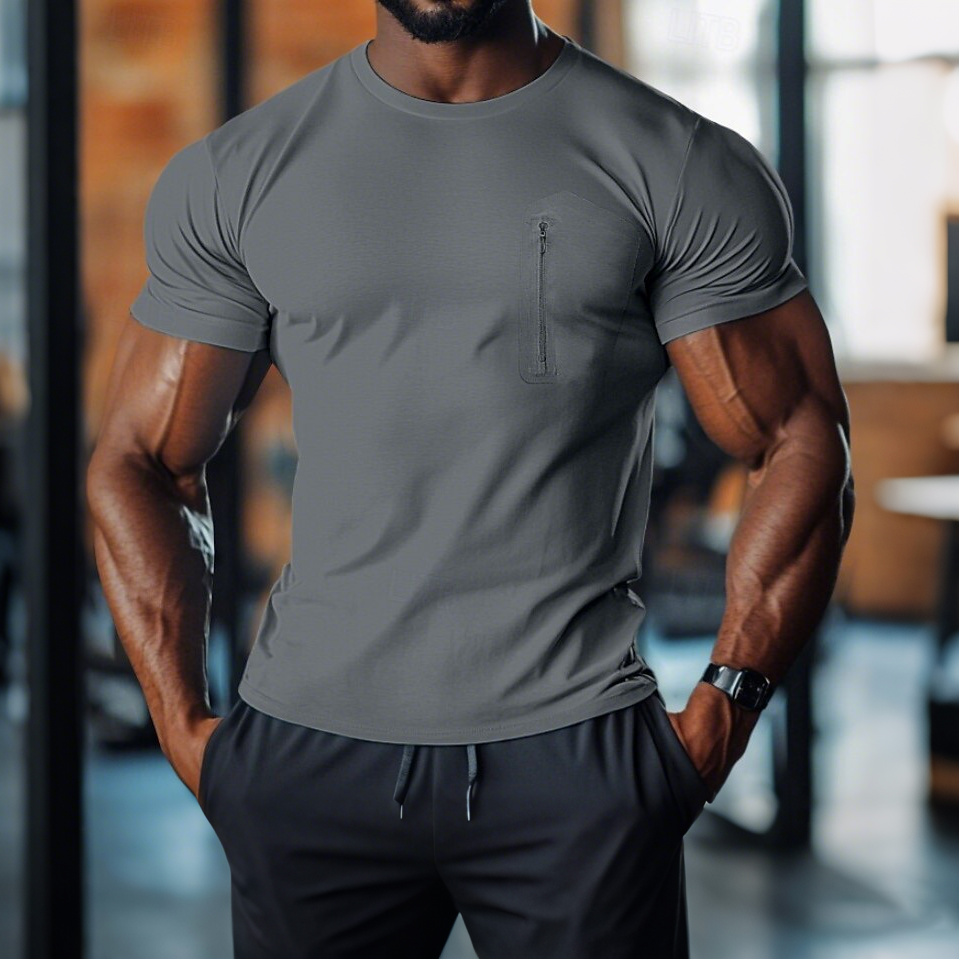  Men's Athletic Fit Zipper Detail T-Shirt for Gym and Casual Wear