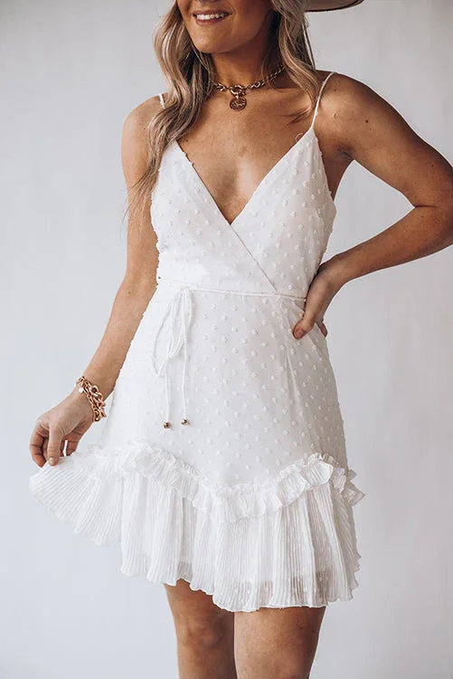 Textured Ruffles Slip Mini Dress