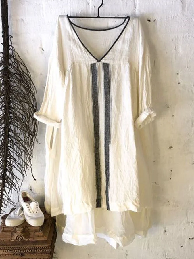 Casual Colorblock Long Sleeve Loose Top