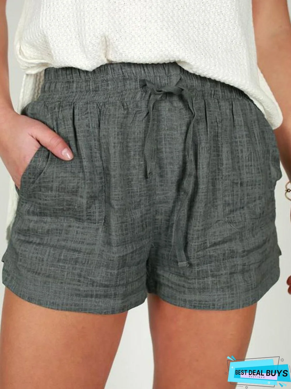 Retro linen casual shorts