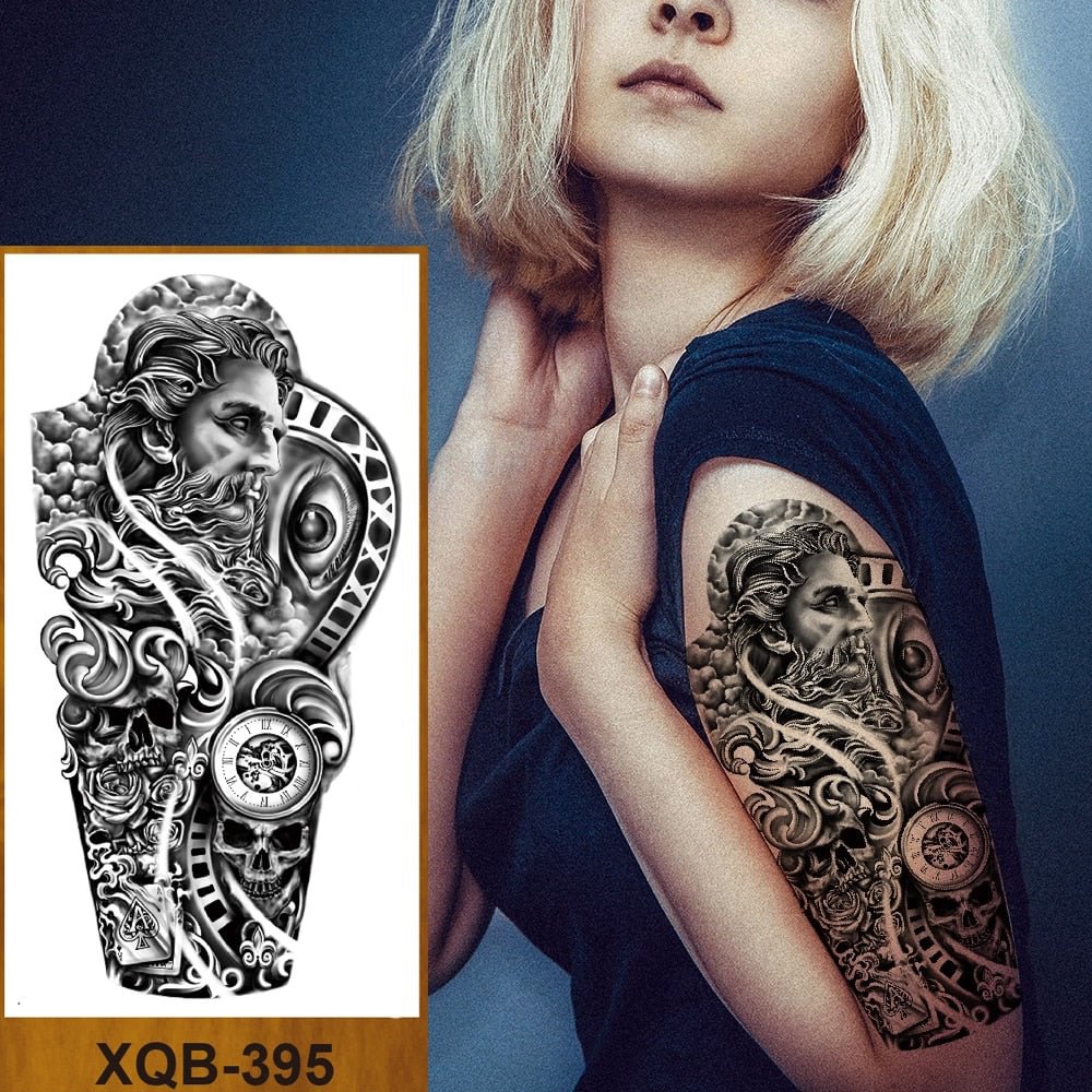 Hot Sale Temporary Tattoos Stickers Night Demon Sword Snake Men Women Girl Flower Arm Body Leg Chest Fake Tatoo Waterproof DIY