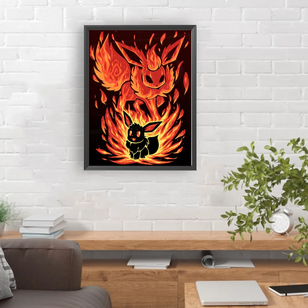 Diamond Painting - Full Round Drill - Silhouette Pokémon(Canvas|30*40cm)