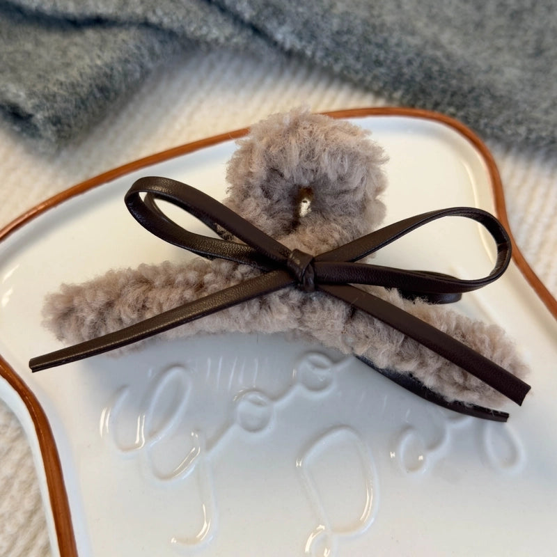 Cute Romantic Sweet Women’s Bow Knot Plush Hair Claws