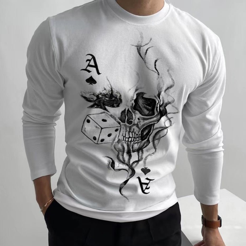 Men's Fashion Casual Skull & Lucky A Halloween Round Neck Long Sleeves