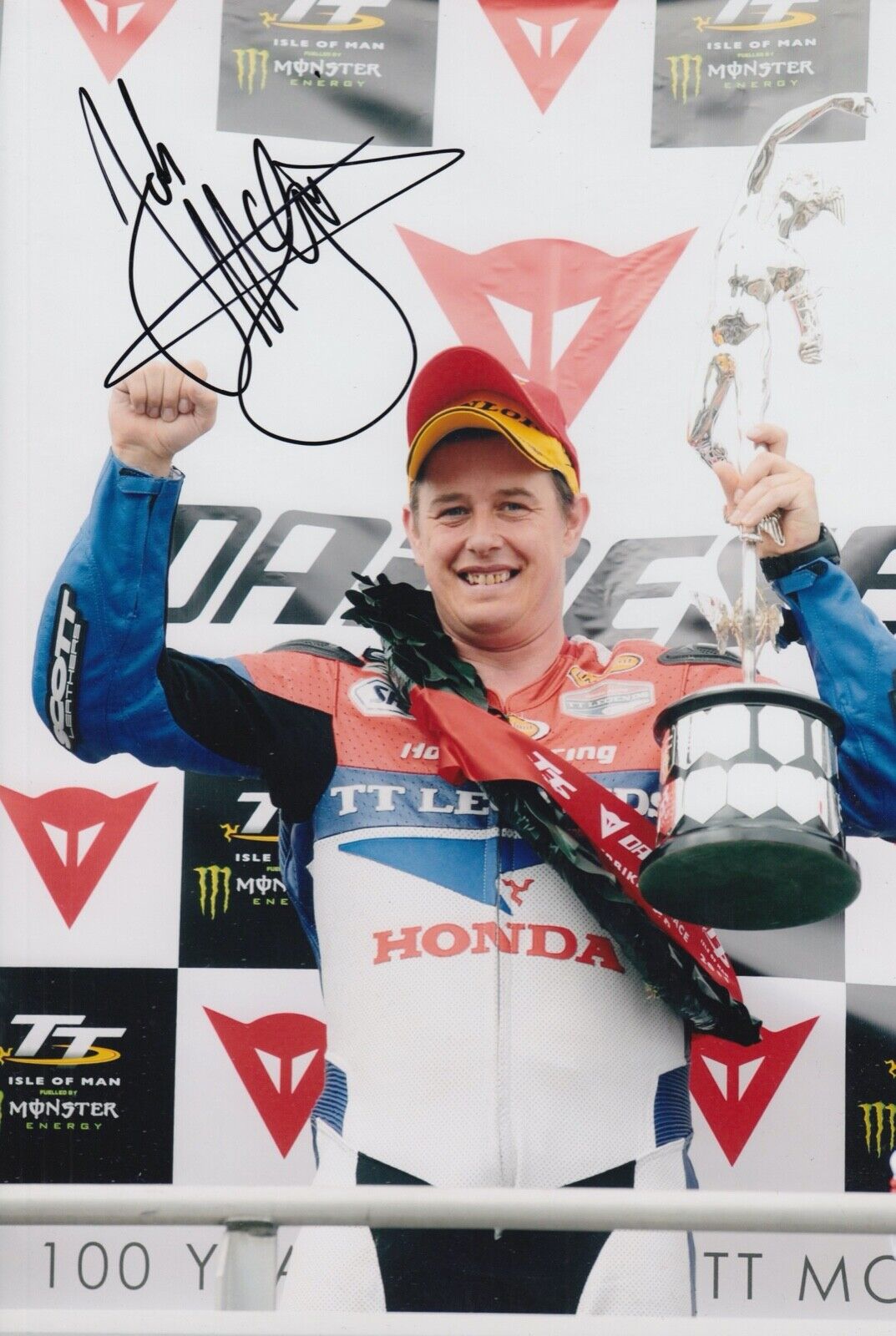 John McGuinness Hand Signed 12x8 Photo Poster painting Isle of Man TT Autograph Honda Racing 4