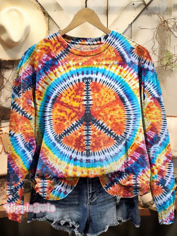 Hippie Graphic Art Print Casual Sweatshirt Multicolor / S