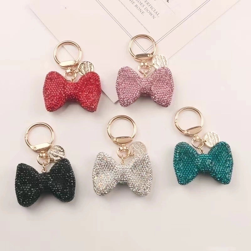 Cartoon Style Bow Knot Alloy Inlay Zircon Women’s Keychain