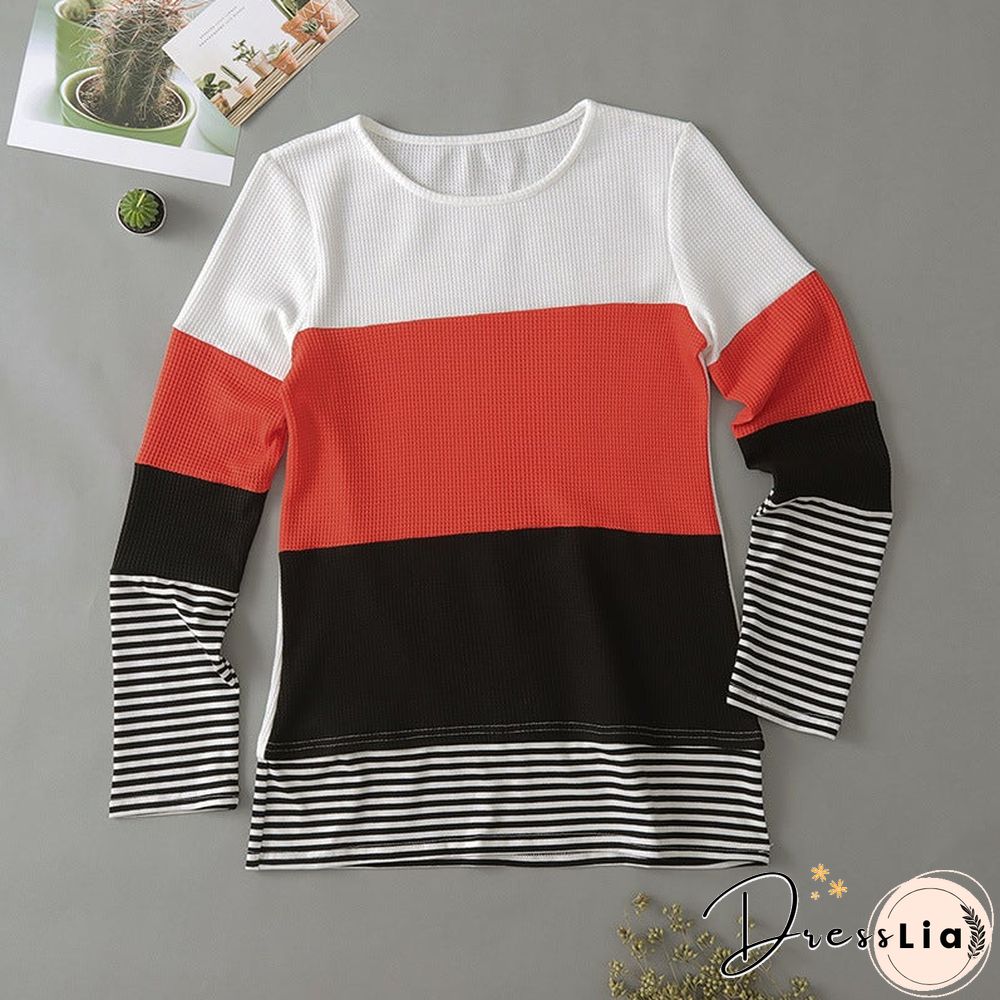 Fashion Striped Round Neck Long Sleeve Pullover Sweater