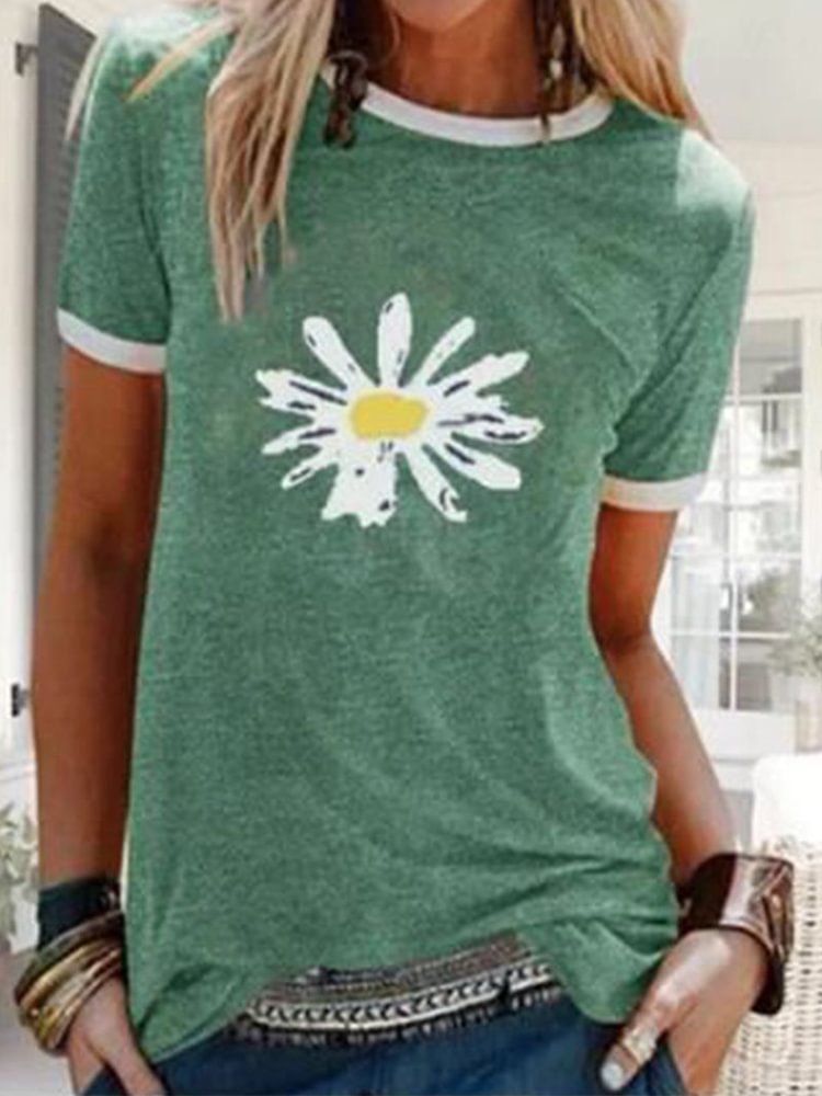 Little Daisy Printed Short Sleeved T Shirt P181401562
