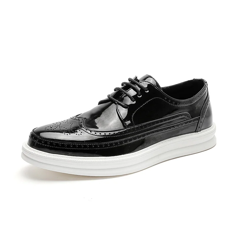 Zingj Zingj Men's Pointed Leather Shoes Male Hollow Out British Trend Casual Carved Board Shoes A311-J