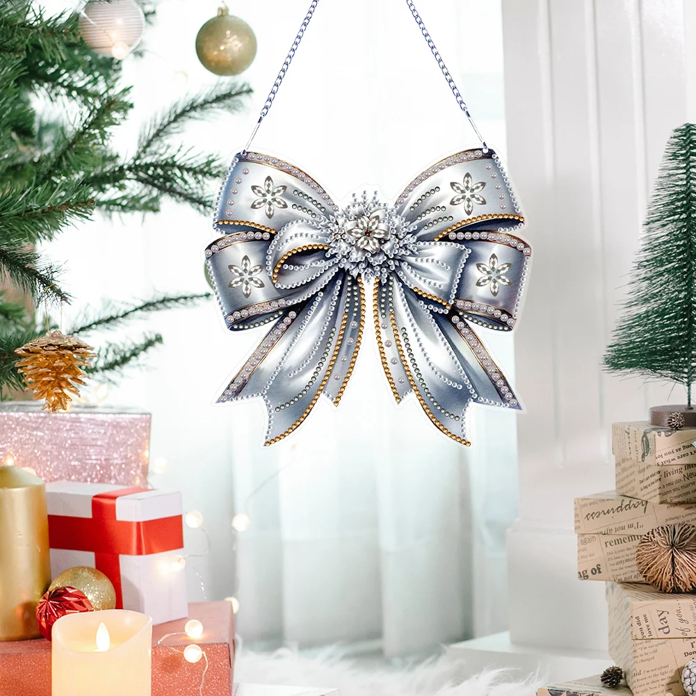 3Pcs Acrylic Winter Christmas 5D DIY Diamond Painting Dot Pendant for Wall Decor