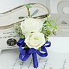 10PCS Wedding Bridal Groom Catering Business Ceremony Guests Blue White Corsage Boutonniere Wrist Bouquets Artificial Flower