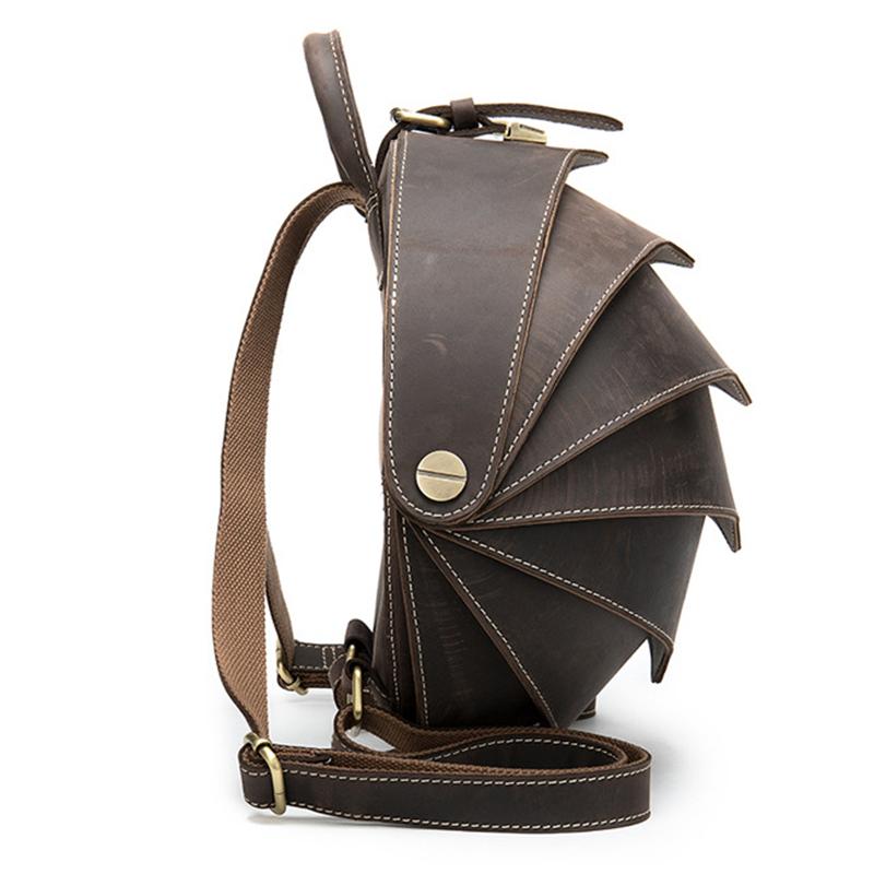 Cool Retro Beetle Shaped Genuine Leather Handmade  Flap Cover Rucksack