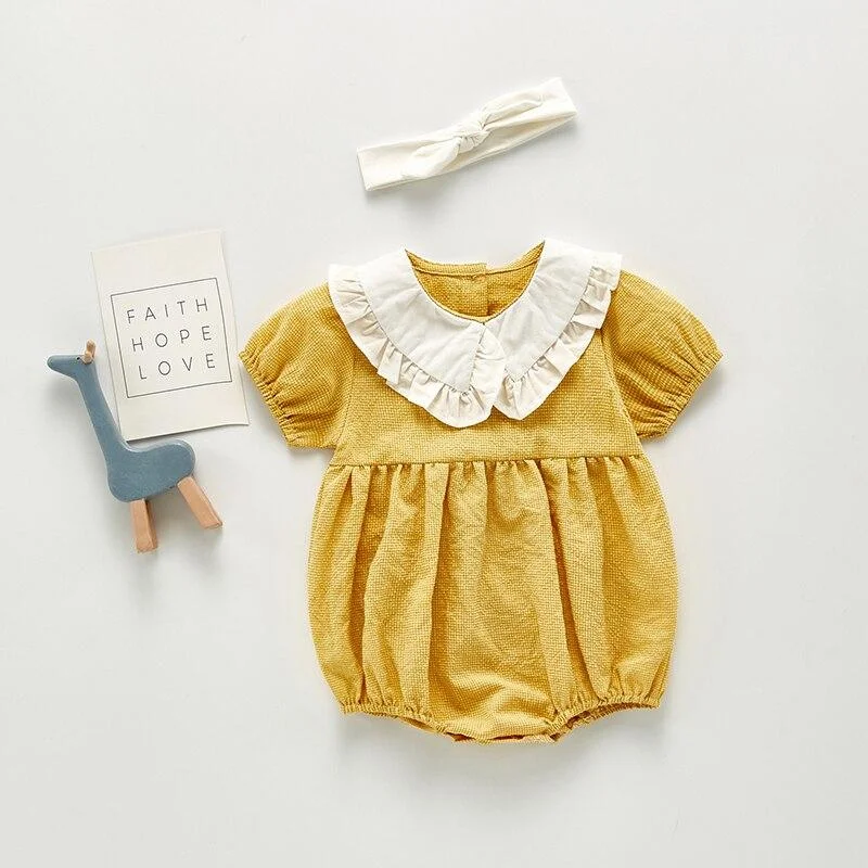 Summer 2021 Baby Kids Rompers Short Sleeve Embroidery Flower Cute Creeper Baby Girl's Bodysuit Outfits