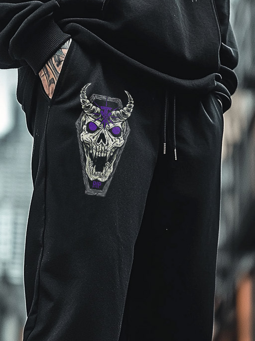 Art Print Track Pants Satanic Skull Demon Totem Unisex Casual Sweatpants
