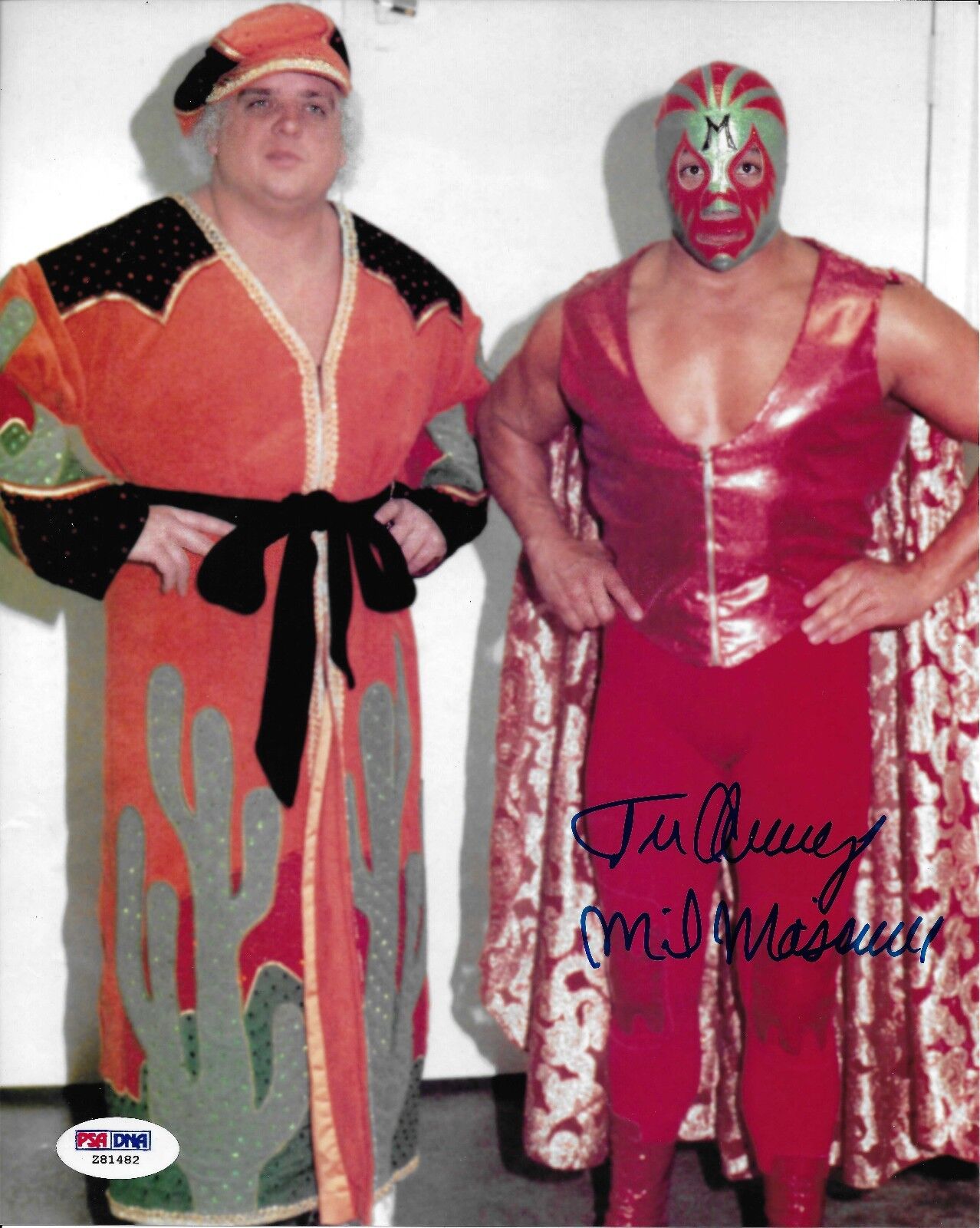 Mil Mascaras Signed WWE 8x10 Photo Poster painting PSA/DNA COA NWA Auto'd Picture w Dusty Rhodes