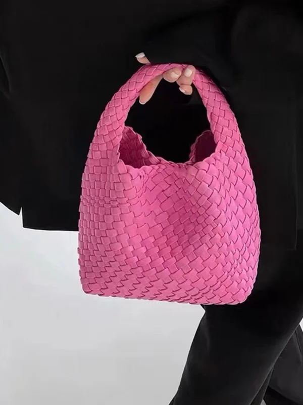 Pure Color Woven Bags Handbags