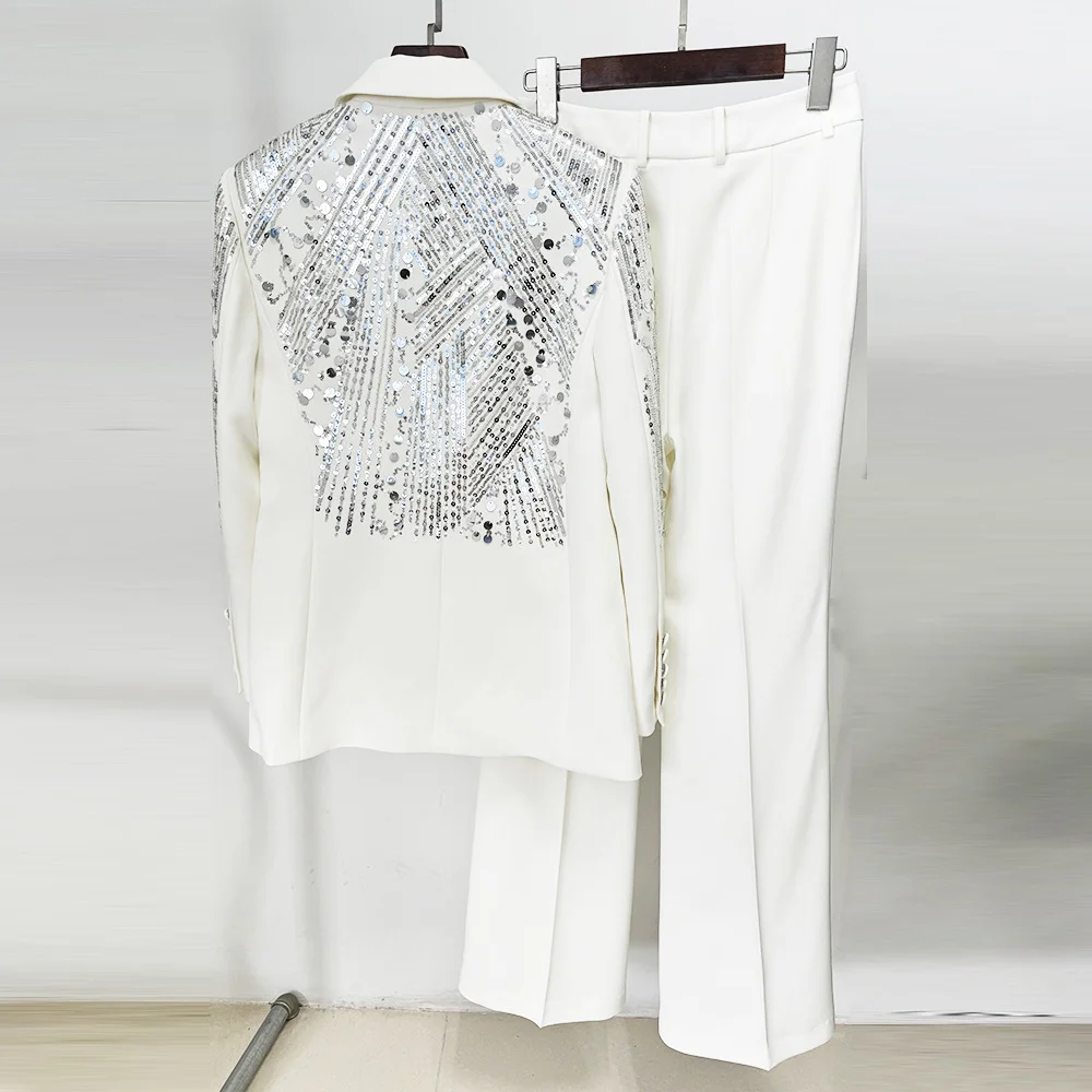 Nigikala Nigikala Star Fashion New Heavy Industry Nail Embroidered Lily Suit Trousers Set Two-Piece Set