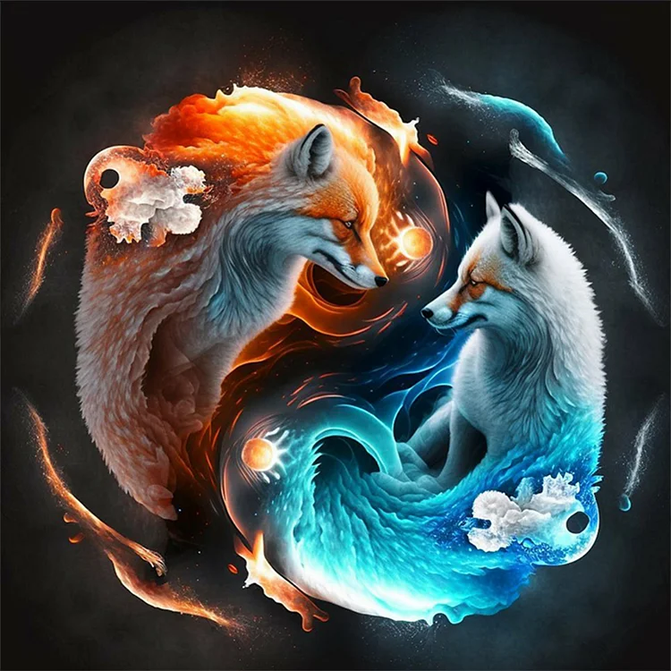 Tai Chi Fox Painting 30*30CM(Canvas) Full Round Drill Diamond Painting gbfke