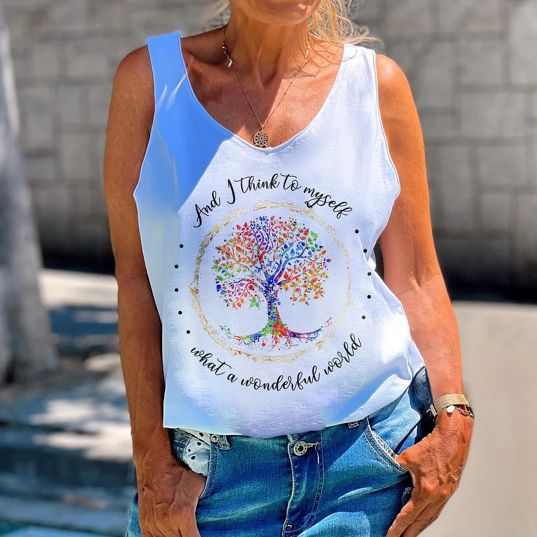 And I Think To Myself What A Wonderful World Printed Women's Vest