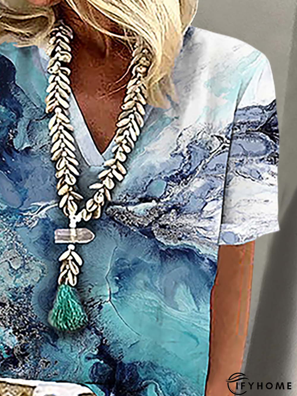 Short Sleeve Printed Holiday Top | IFYHOME