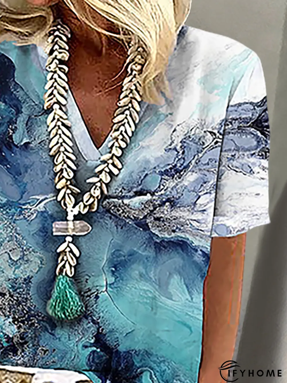 Short Sleeve Printed Holiday Top | IFYHOME