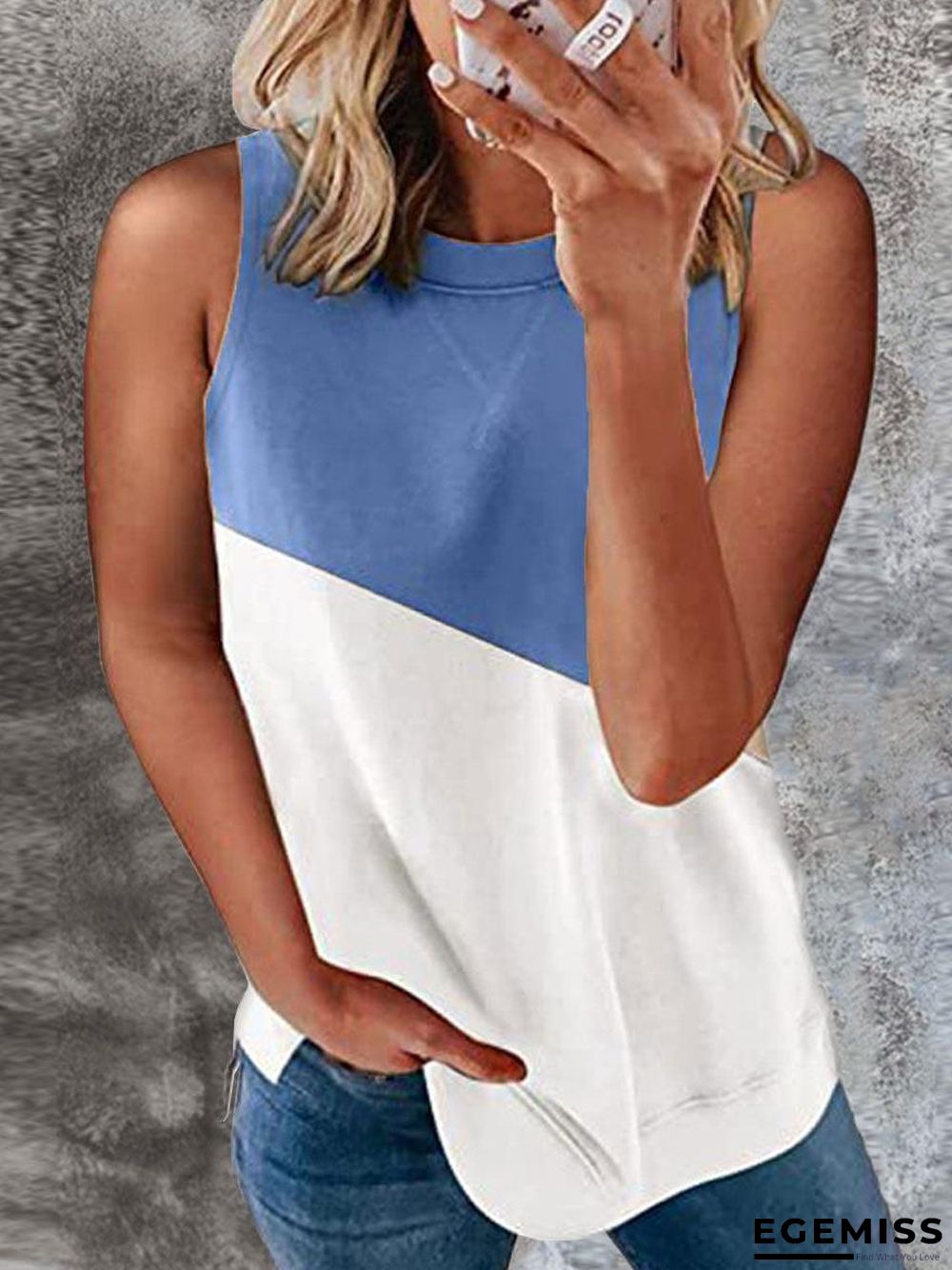 Color Block Casual Sleeveless T-shirt | EGEMISS
