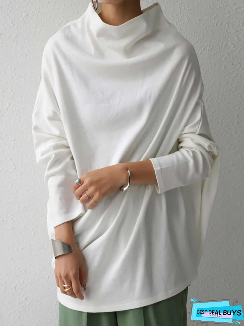 Long Sleeve Cotton-Blend Sweatshirt