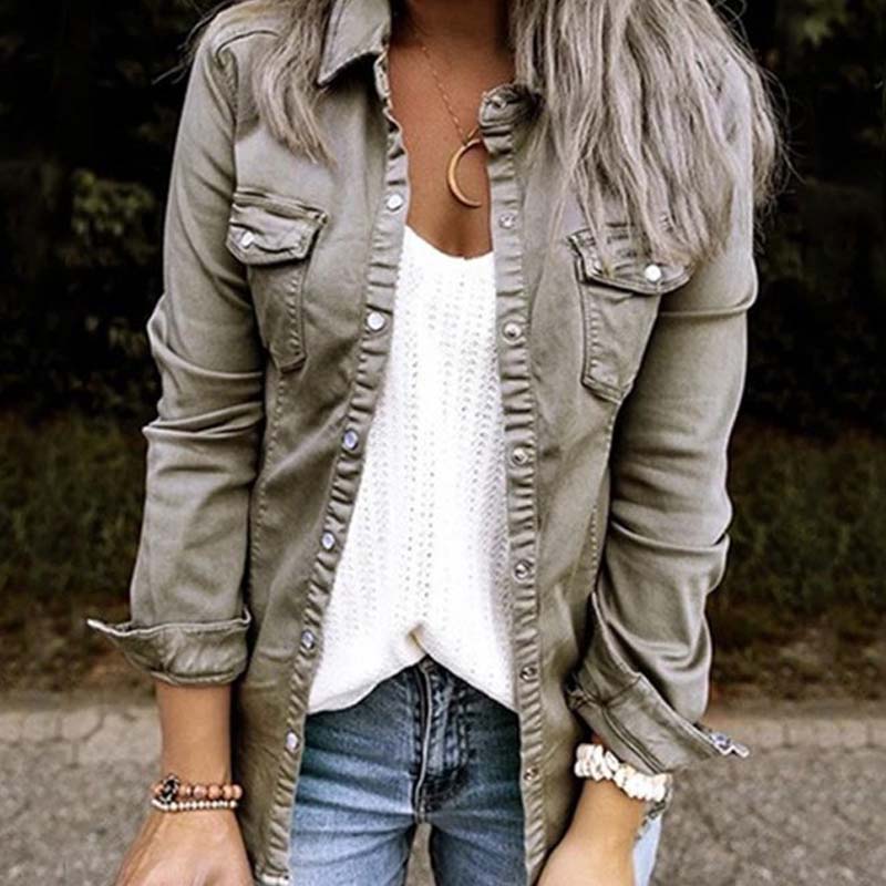 Mature Women Mid-length Denim Jacket