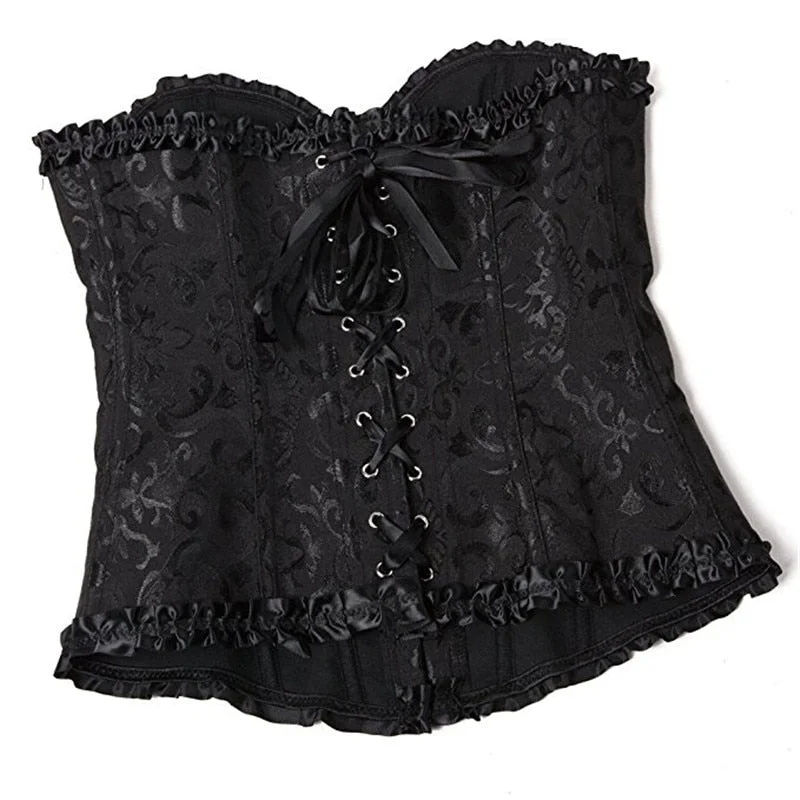 Sapubonva Corsets and Bustiers Sexy Women's Lace Up Plus Size Overbust Corselet Lingerie Vintage Espartilho Corset Top Floral