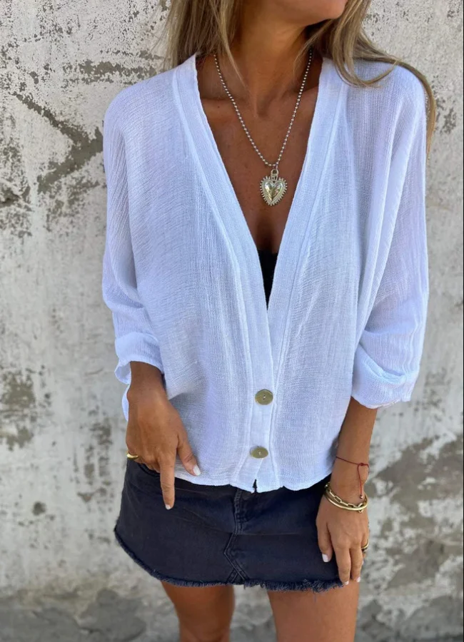 Women's Loose T-shirt V-neck Casual Tops socialshop