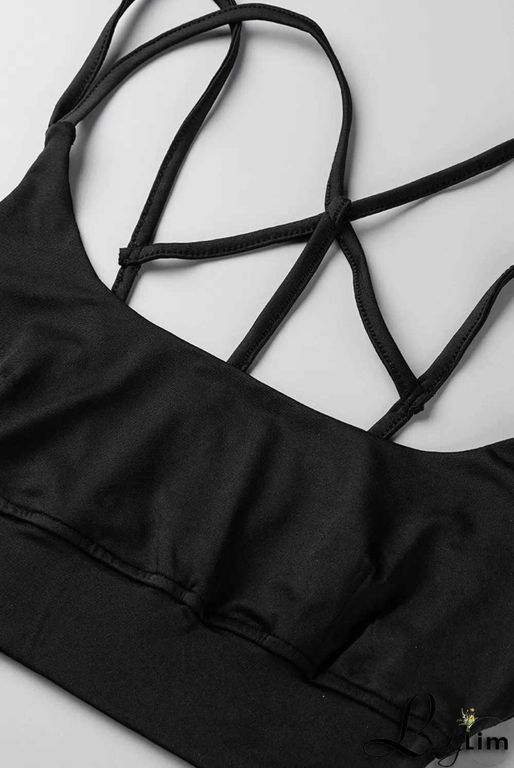 White Fashion Sportswear Solid Split Joint Spaghetti Strap Sleeveless Two Pieces