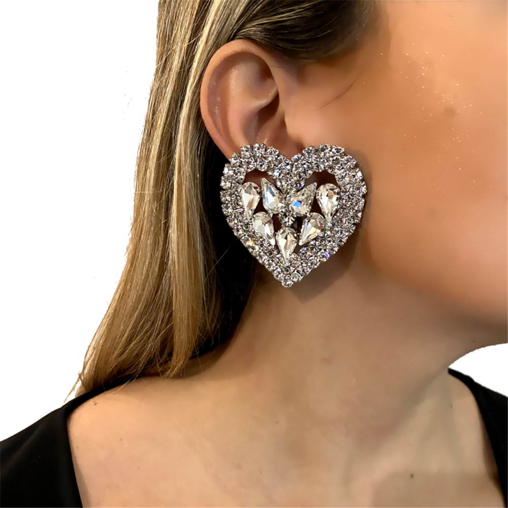 Fashion Full Rhinestone Heart Shaped Earrings | Oxredo Shop Ramadan Sale