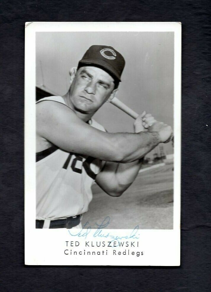 Ted Kluszewski Signed Autographed vintage 1956 Cincinnati Reds Post Card Photo Poster painting