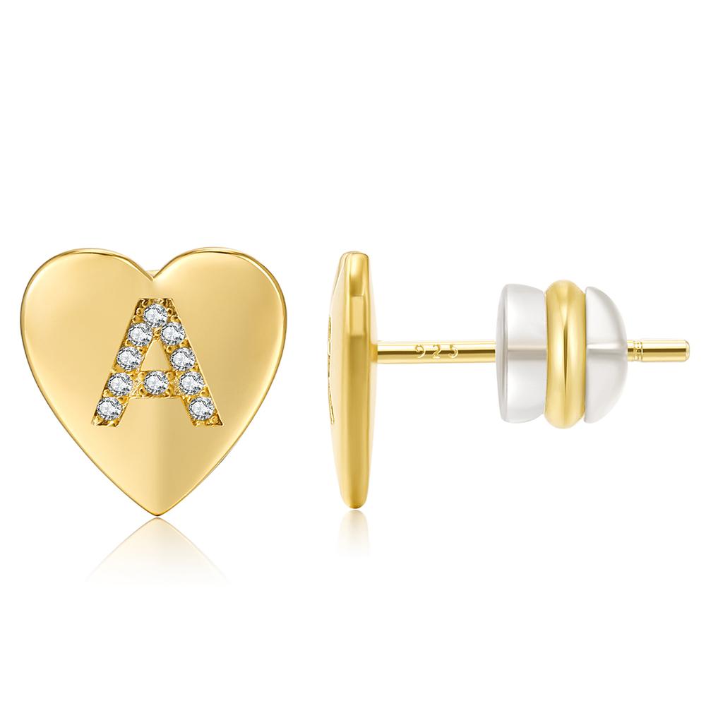 Heart Initial Stud Earrings