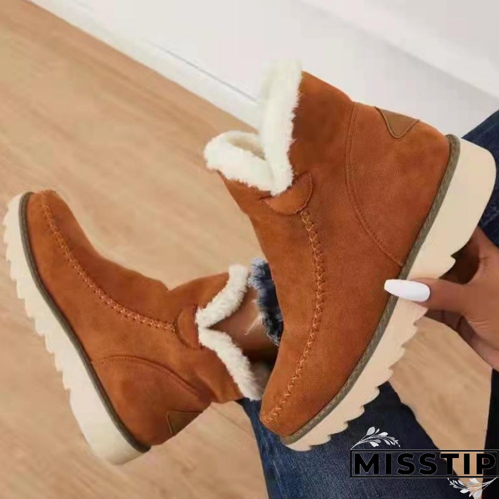 Cream White Casual Patchwork Solid Color Keep Warm Comfortable Shoes