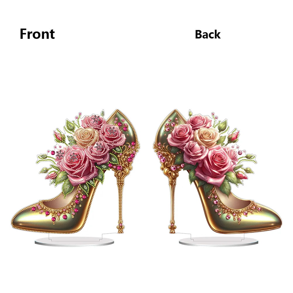 5D DIY Acrylic Special Shape Elegant High Heels Rhinestones Desktop Ornaments 