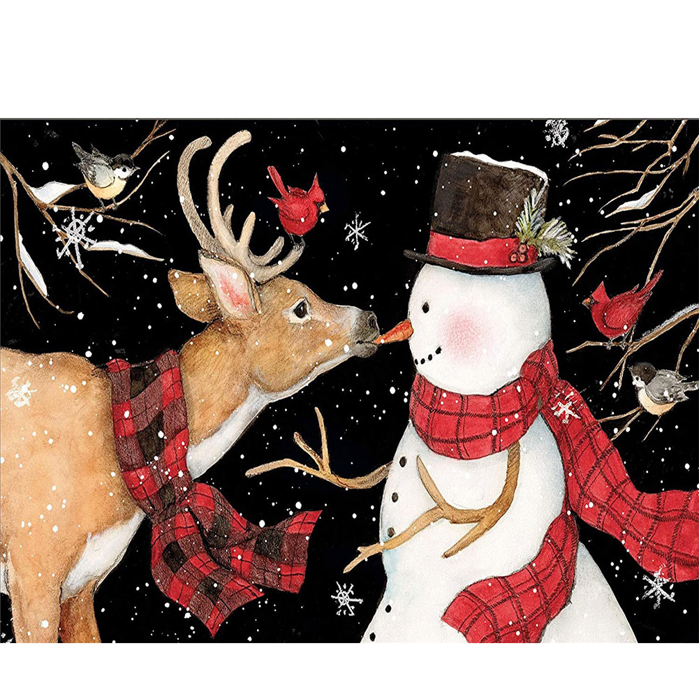 

Snowman Deer - Round Drill Diamond Painting - 45*30CM, 501 Original