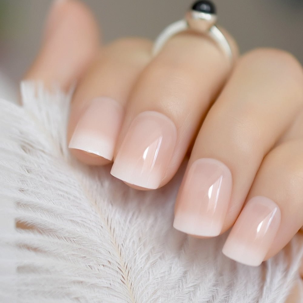 Naturally Square Fingernail Tips Full Cover Fake Nails Short White French Nail Tips Press On Nails Acrylic Set BRA Charms