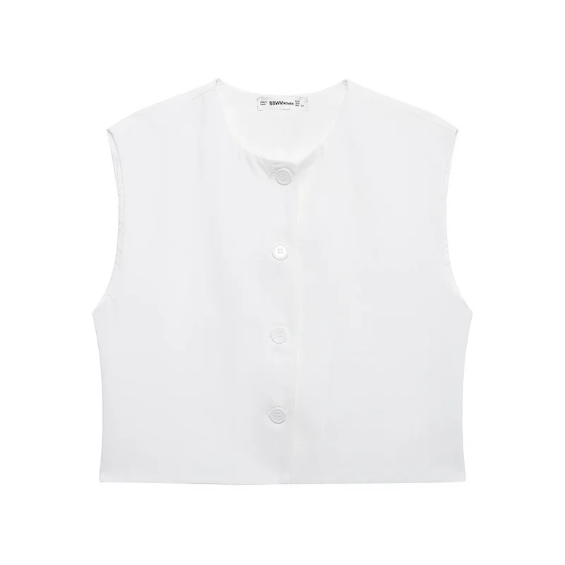 Woherb Woherb 2024 New Women's Fashion Joker Casual Breasoned Vest Top 8259187-Outfit Ideas