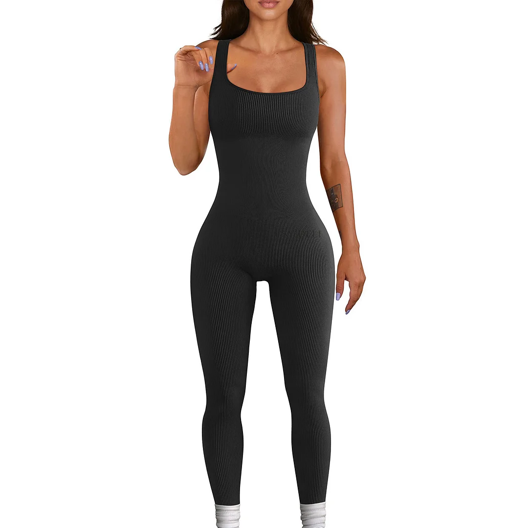 Nigikala Nigikala And Summer Threaded Collar Hips Sexy Yoga Sports Long-Sleeved Short-Sleeved Jumpsuit Trousers Woman