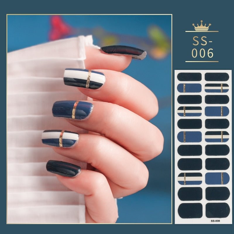 22Tips Colorful Nail Stickers Nail Accesoires Full Cover Stickers for Nails Self Adhesive Nail Art Nails Sticker Designer Shiny