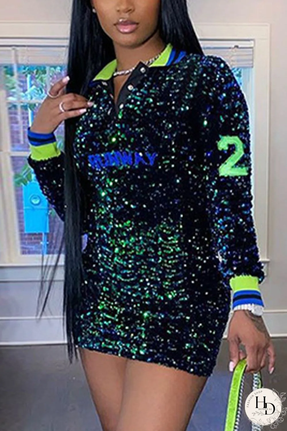Green Sexy Letter V Neck Wrapped Skirt Dresses