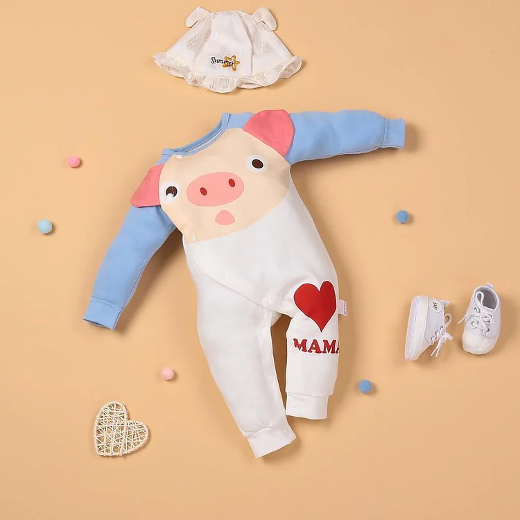  White Piggy Love Fly Bodysuit for 22'' reborn baby doll boy/girl - RSDP-Rebornbabypuppen-Rebornbabypuppen.de
