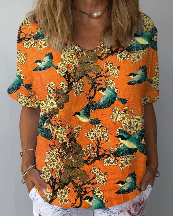 Japanese Art Retro Loose Short Sleeve Top